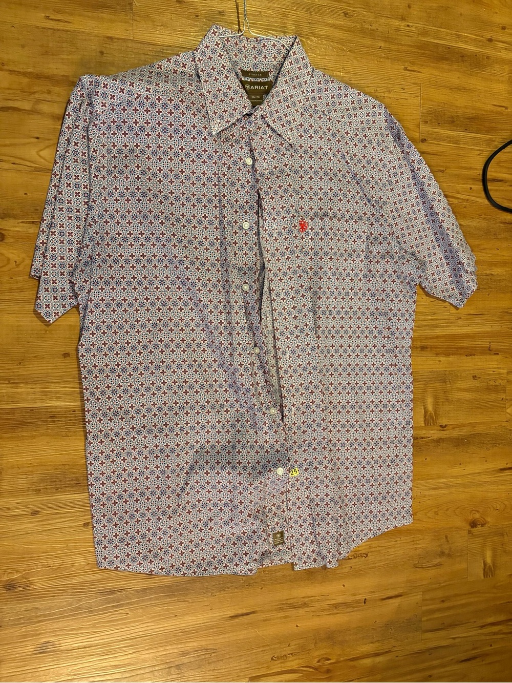Ariat Short Sleeve Geometric Print Button-Down Shirt - White/Blue/Red